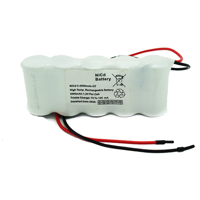 C2500mAh NiCd 6.0V রিচার্জেবল সেল ব্যাটারি প্যাকের প্রত্যাশিত জীবন 5 বছর