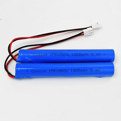 1600mAh 6.4V নলাকার ফায়ার এক্সিট লাইট ব্যাটারি LiFePO4 IFR18650