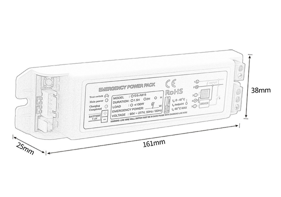 OEM DC 21-100V জরুরী পাওয়ার প্যাক 6-13W জরুরী আলো কিট