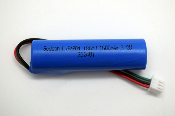 LiFePO4 18650 জরুরী আলো লিথিয়াম ব্যাটারি 1600mAh 3.2V স্টিক টাইপ এনটিসি সংযোগকারী সহ JST-XH-3P UL1007