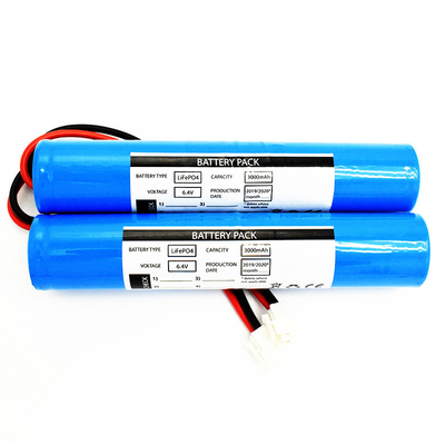 LiFePO4 ব্যাটারি প্যাক 2x26650 3000mAh 6.4V স্টিক টাইপ (কানেক্টর JST VH-2P, UL1015 18 #, তারের দৈর্ঘ্য 150mm)