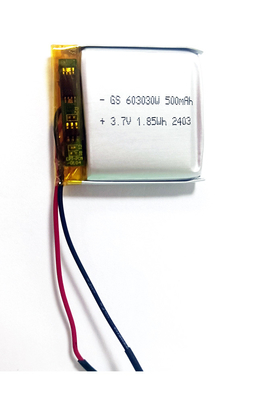 লিথিয়াম-আয়ন পলিমার 603030 500mAh 3.7V পিসিএম সহ