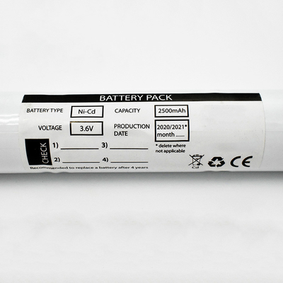 3.6V 2500mAh Ni-CD ব্যাটারি উচ্চ খরচ কার্যকর সঙ্গে জরুরী আলো জন্য
