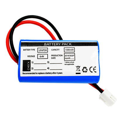 জরুরী সৌর আলো ব্যবহার পাশ পাশ টাইপ LiFePO4 ব্যাটারি 1500mAh 6.4 ভোল্ট