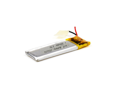 লিথিয়াম পলিমার ব্যাটারি 251133 50mAh 3.7V ভাল সাইকেল লাইফ সহ