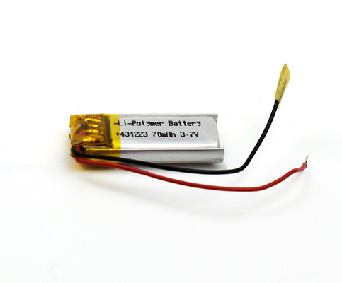 3.7V 70mAh Lipo ব্যাটারি রিচার্জেবল লিথিয়াম পলিমার সেল 431223