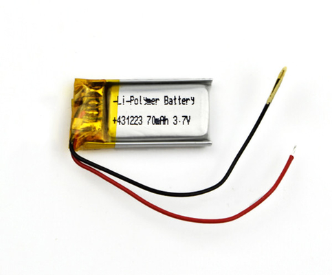 3.7V 70mAh Lipo ব্যাটারি রিচার্জেবল লিথিয়াম পলিমার সেল 431223