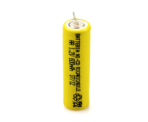 16.6g 1.2 V Ni Cd ব্যাটারি রিচার্জেবল হলুদ PVC AA600mAh